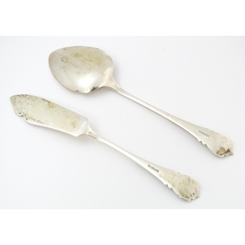 673 - A Victorian silver butter knife and preserve spoon hallmarked Birmingham 1895, maker Joseph Gloster.... 