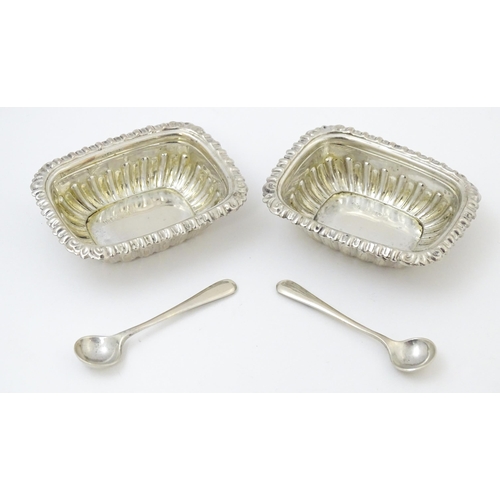 682 - A pair of silver salts hallmarked Birmingham 1908, maker Robert Pringle & Sons. Together with associ... 