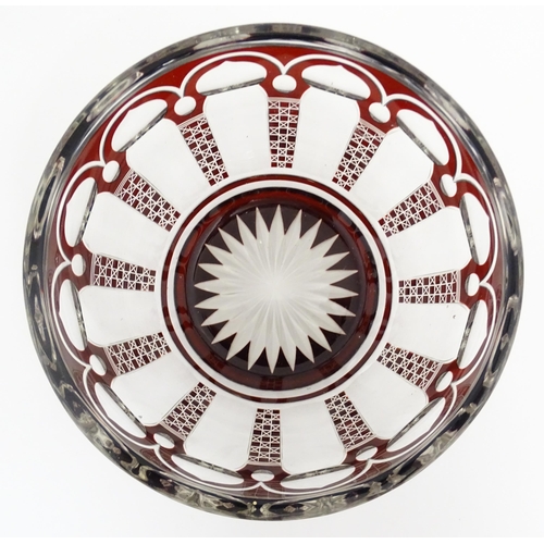 283 - Assorted glassware to include bohemian cut glass bowls with ruby coloured detail, a glass plate with... 