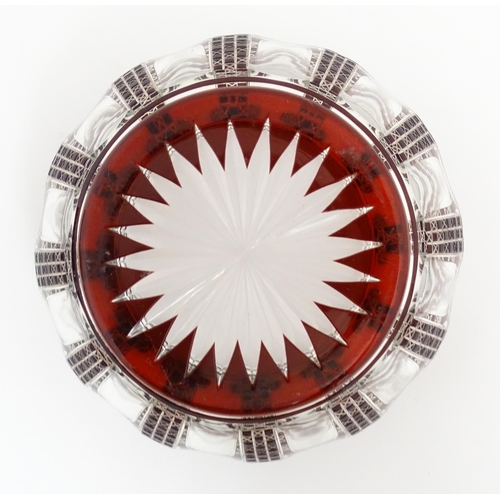 283 - Assorted glassware to include bohemian cut glass bowls with ruby coloured detail, a glass plate with... 