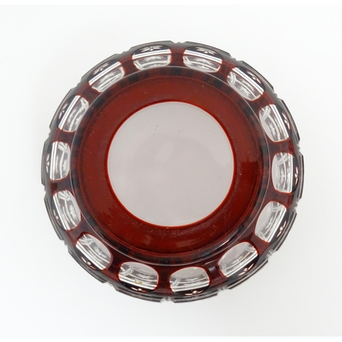 283 - Assorted glassware to include bohemian cut glass bowls with ruby coloured detail, a glass plate with... 