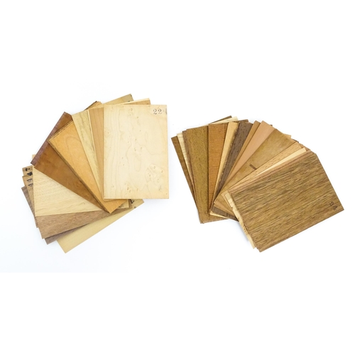 1185 - A quantity of assorted exotic wood veneers by Silhouettes & Shapes Ltd. Each sheet approx. 6