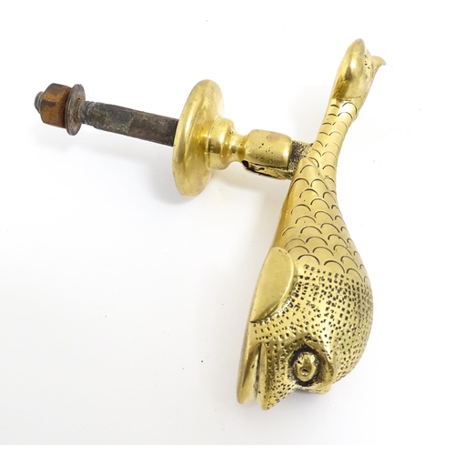 1188 - A late 19th / early 20thC cast brass door knocker of fish form. Knocker approx. 6