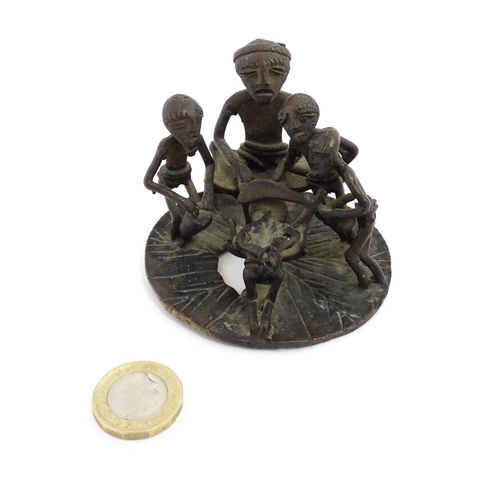 1190 - Ethnographic / Native / Tribal: An African / Ashanti / Asante cast bronze figural group with beheadi... 