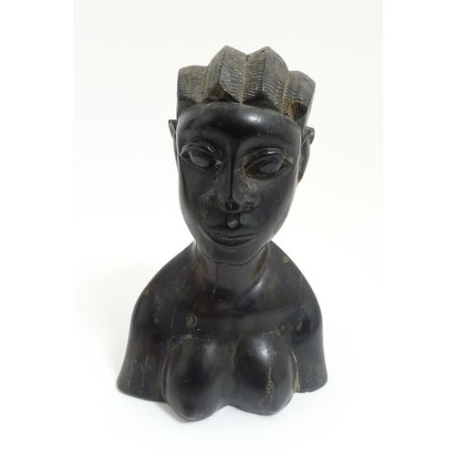 1192 - Ethnographic / Native / Tribal: An African carved hardwood female bust. Approx. 9