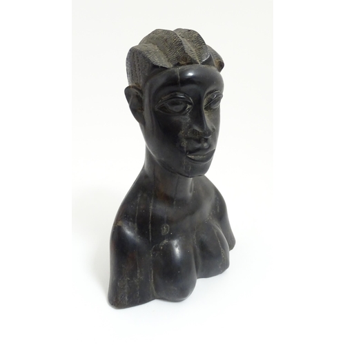 1192 - Ethnographic / Native / Tribal: An African carved hardwood female bust. Approx. 9