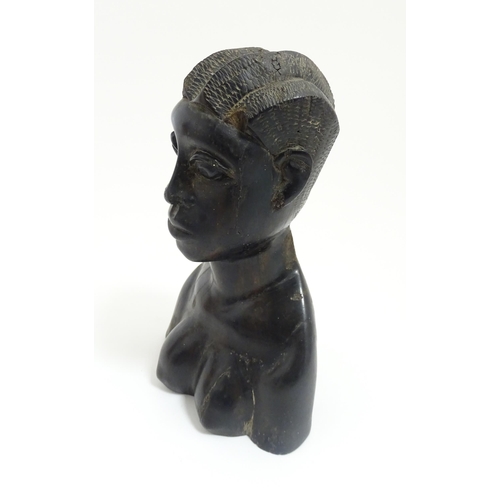 1192 - Ethnographic / Native / Tribal: An African carved hardwood female bust. Approx. 9