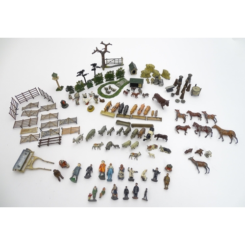 1431 - Toys: A large quantity of 20thC lead farm animals and accessories etc. to include pigs, horses, heep... 