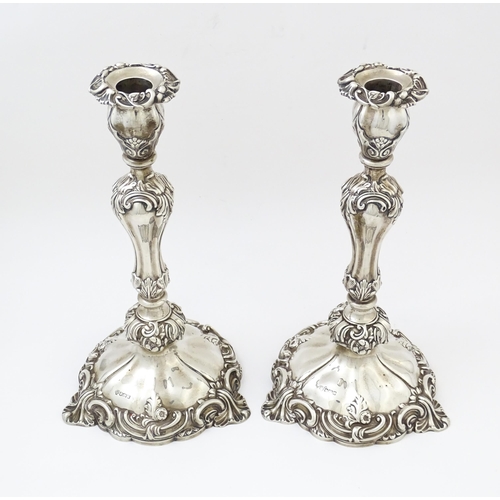 649 - A pair of silver candlesticks hallmarked Sheffield 1907, maker Hawksworth, Eyre & Co. Ltd. Approx. 1... 