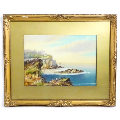 2011 - M. E. Cole, 20th century, Watercolour and gouache, A coastal scene with a castle of the cliffs, titl... 