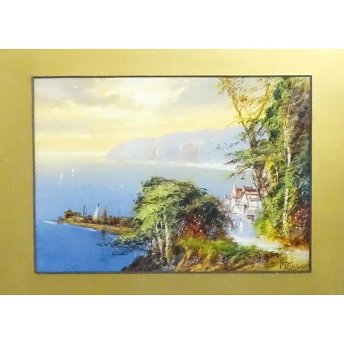 2012 - M. E. Cole, 20th century, Watercolour and gouache, A coastal scene with village below. Signed lower ... 