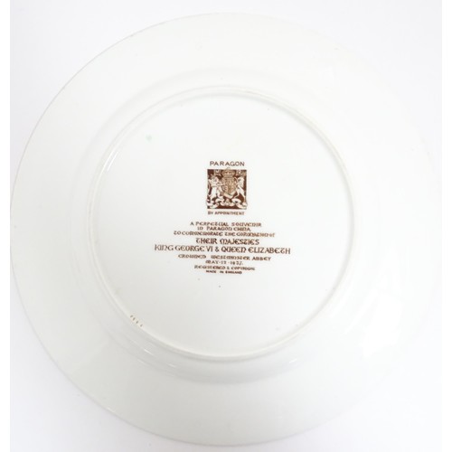 205 - Two Paragon plates commemorating the coronation of King George VI & Queen Elizabeth 1937. Approx. 10... 