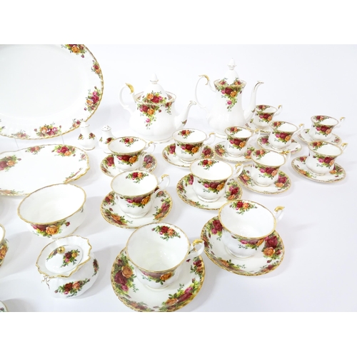 254 - A large quantity of Royal Albert tea and dinner wares in the Old Country Roses pattern, comprising p... 