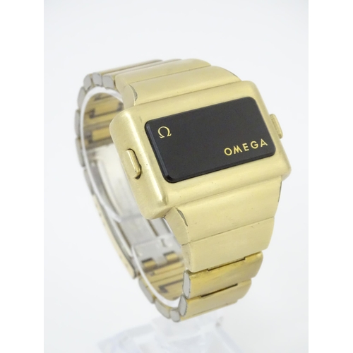 1041 - A vintage Omega 'Time Computer' LED / digital gentlemans wristwatch with gold plated stainless steel... 