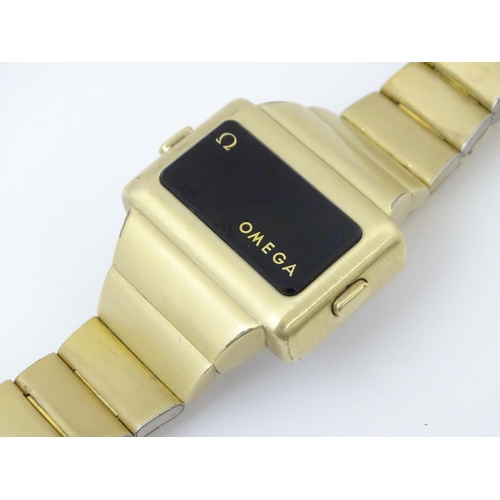 1041 - A vintage Omega 'Time Computer' LED / digital gentlemans wristwatch with gold plated stainless steel... 