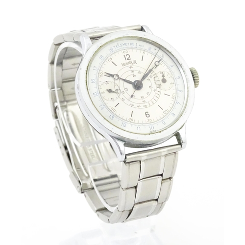 1044 - A gentlemans Swiss stainless steel wristwatch the dial signed Eberhard & Co. with centre seconds, su... 