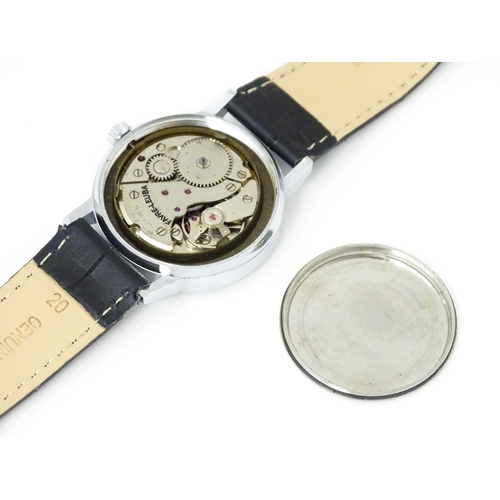 1047 - A gentlemans Favre Leuba Sandow steel cased manual wind wristwatch. Watch case approx. 1 3/8