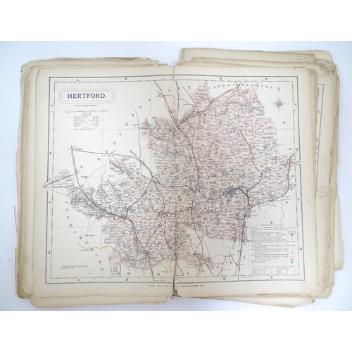 1551 - A 19thC folio of maps from Lett's Popular County Atlas for England & Wales, 1884. Approx. 15