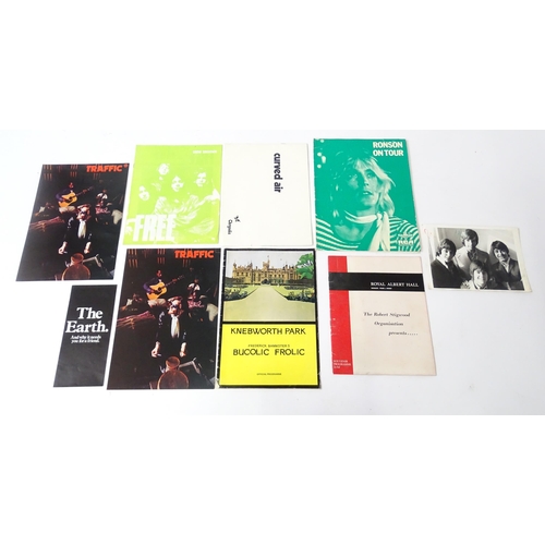 1558 - A quantity of 1960s-1970s assorted pop music ephemera to include a Free show souvenir programme, a C... 