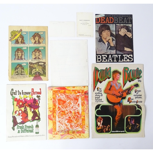 1559 - A quantity of 1960s-1970s assorted pop music ephemera to include The Pink Floyd official music progr... 