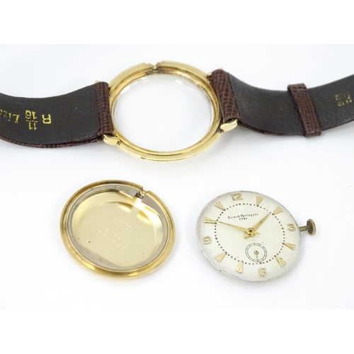 1038 - A vintage Girard Perregaux gentlemans wristwatch with numeral quarters and baton markers, subsidiary... 