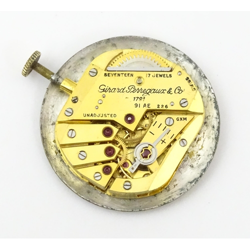 1038 - A vintage Girard Perregaux gentlemans wristwatch with numeral quarters and baton markers, subsidiary... 