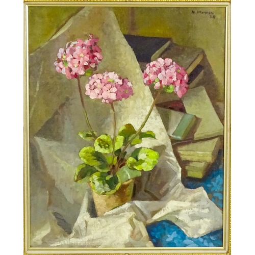 1873 - Norman Egmont Manners (b. 1905), Oil on canvas, Primula, A still life study with flowers and books. ... 