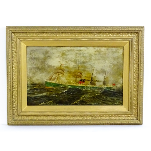 1874 - 19th century, Oil on board, A seascape depicting a transitional steam sail ship, the ship titled Buf... 