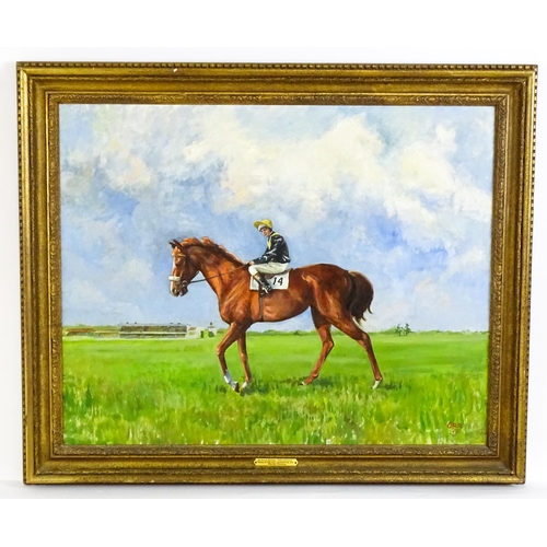 1880 - John Orr (1928-2003), Oil on canvas, A portrait of the Race Horse 'Cider with Rosie' with the Jockey... 