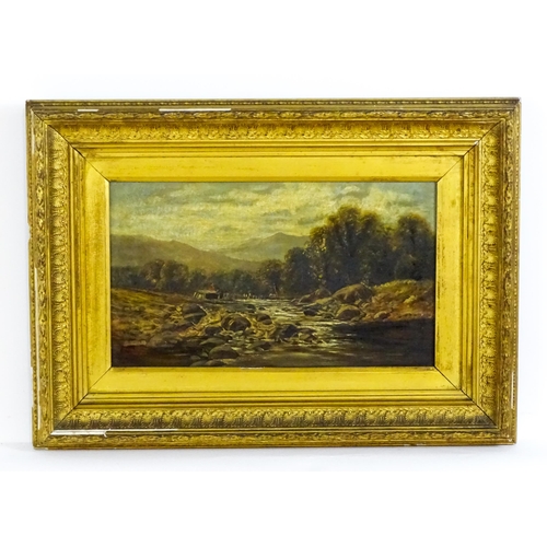 J. Bromhead, 19th century, Oil on canvas, A wooded river landscape with ...