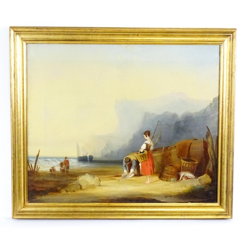 1894 - William Shayer, 19th century, Oil on canvas, Bringing in the Catch, An early morning beach scene wit... 