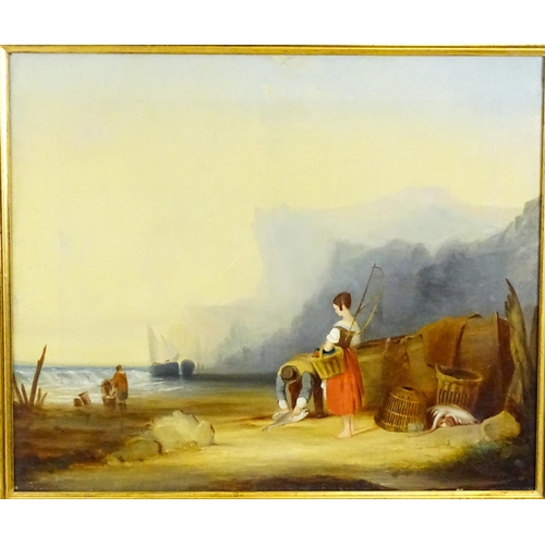 1894 - William Shayer, 19th century, Oil on canvas, Bringing in the Catch, An early morning beach scene wit... 