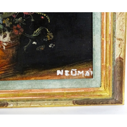 1909 - Neuman, Continental School, 20th century, Oil on canvas board, A still life study with flowers in a ... 