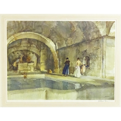 2066 - After Sir William Russell Flint, Signed colour lithograph, Strange Interior, Languedoc. Signed in pe... 