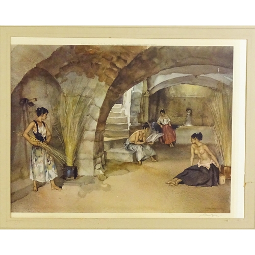 2069 - After Sir William Russell Flint, Signed colour lithograph, The Four Sisters, Chazelet. Signed in pen... 