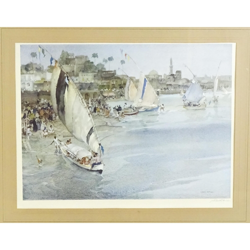 2070 - After Sir William Russell Flint, Signed colour lithograph, Holiday after Ramadan. Signed in pencil u... 