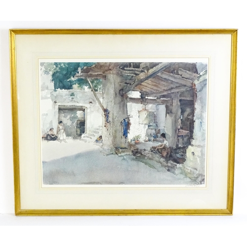 2071 - After Sir William Russell Flint, Lithograph, Conversation, St. Martin d'Ardeche. Signed in pencil un... 