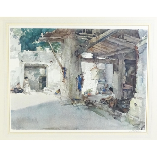 2071 - After Sir William Russell Flint, Lithograph, Conversation, St. Martin d'Ardeche. Signed in pencil un... 