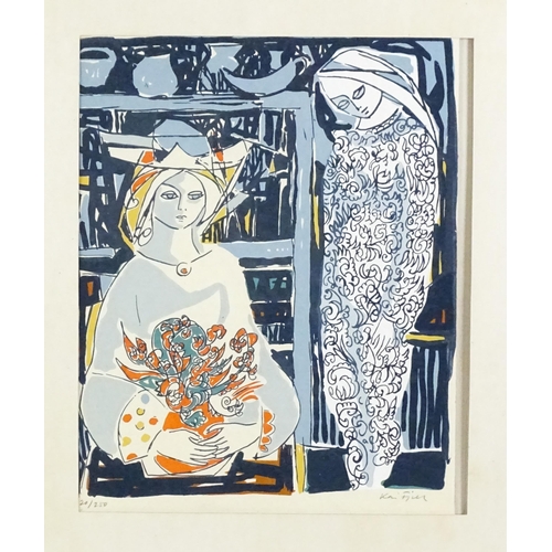 2076 - After Kai Fjell, Norwegian School, 20th century, Limited edition serigraph, Mor og Datter / Mother a... 