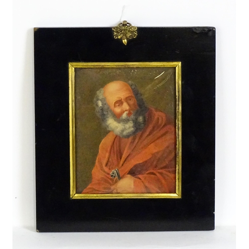 1996 - 19th century, Watercolour, A portrait of St Peter holding the keys to Heaven. Approx. 6