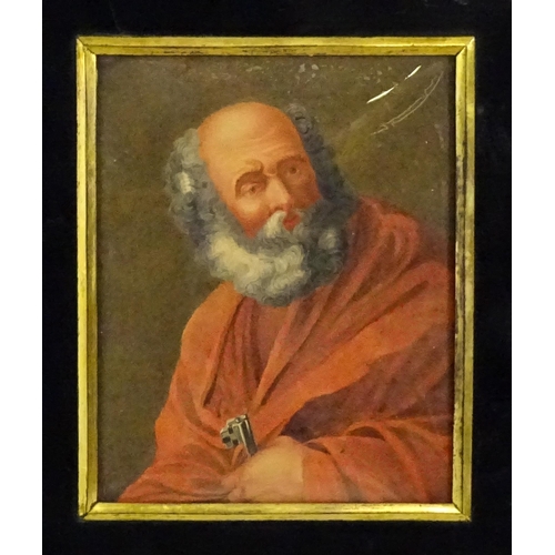 1996 - 19th century, Watercolour, A portrait of St Peter holding the keys to Heaven. Approx. 6