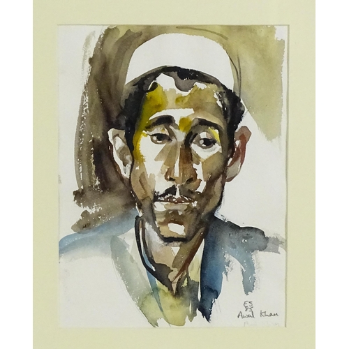 2002 - Emma Sergeant (b. 1959), Watercolour, A portrait of Awal Khan. Signed with initials, titled and date... 