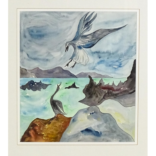 2005 - Arlette Franciere, 20th century, Canadian School, Watercolour, A coastal scene with birds. Signed lo... 