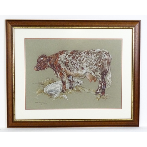 2058 - Leslie Charlotte Benenson (1941-2018), Pastel on paper, A study of cow and calf. Signed, dated 2004 ... 