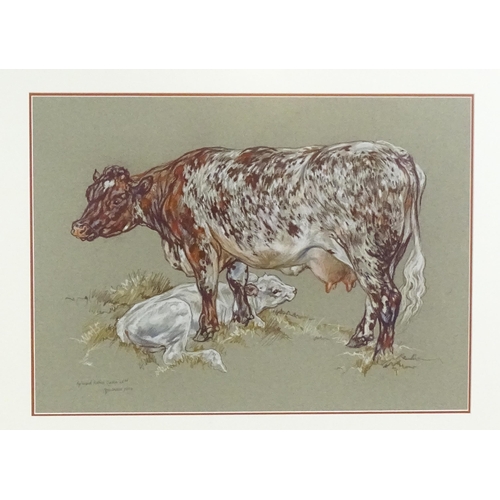 2058 - Leslie Charlotte Benenson (1941-2018), Pastel on paper, A study of cow and calf. Signed, dated 2004 ... 