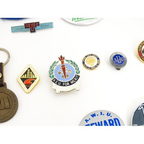 2099 - Trade Union Interest: a quantity of assorted badges, pins, etc. to include the Brotherhood of Locomo... 