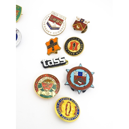 2110 - Trade Union Interest: a quantity of assorted badges, pins, etc. to include Fire Brigades Union, TUC,... 