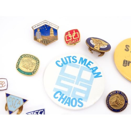 2111 - Trade Union Interest: a quantity of assorted badges, pins, etc. to include a TUC For Organising Serv... 