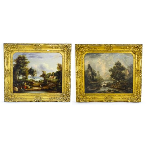 1875 - Rev. Robert Woodley Brown, 19th century, Oil on canvas, A pair of wooded river landscapes, one with ... 