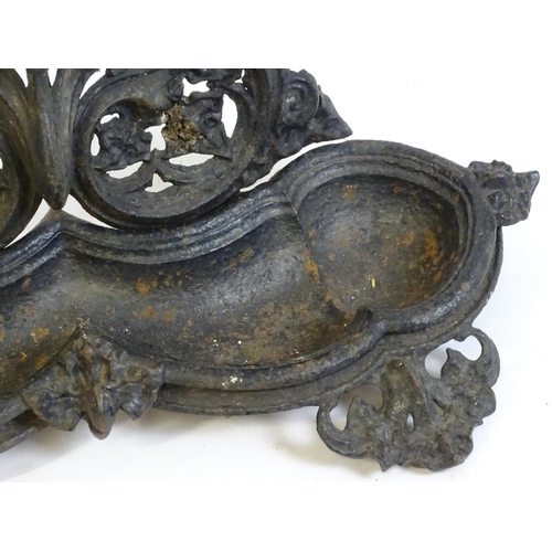 1417 - A late 19th / early 20thC cast iron stick stand with scrolling foliate detail. Impressed No. 100227 ... 